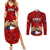 Chile Rugby Couples Matching Summer Maxi Dress and Long Sleeve Button Shirts Los Condores Mascot with Bellflower World Cup 2023 LT9 - Wonder Print Shop