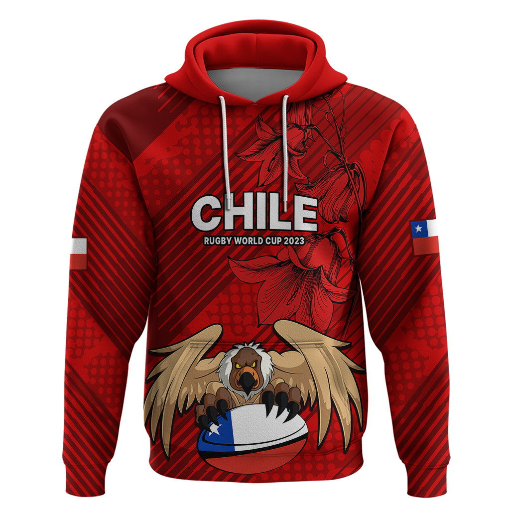 Chile Rugby Hoodie Los Condores Mascot with Bellflower World Cup 2023 - Wonder Print Shop