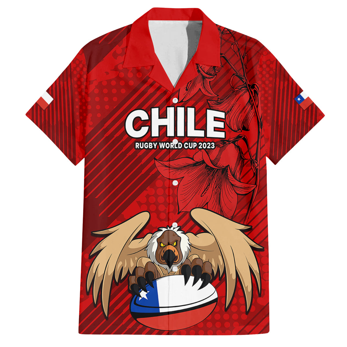 Chile Rugby Kid Hawaiian Shirt Los Condores Mascot with Bellflower World Cup 2023 - Wonder Print Shop