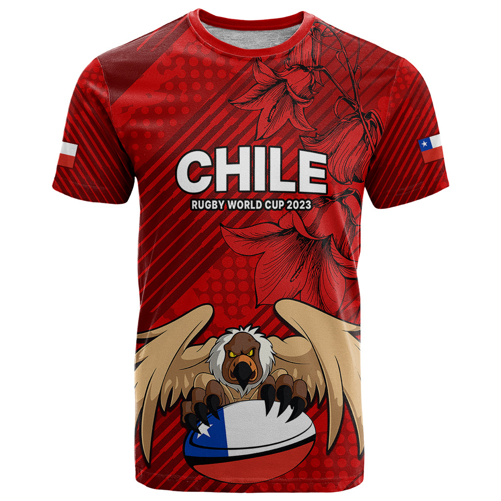 Chile Rugby T Shirt Los Condores Mascot with Bellflower World Cup 2023 - Wonder Print Shop