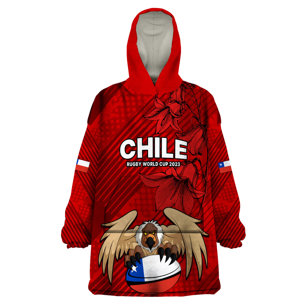 chile-rugby-wearable-blanket-hoodie-los-condores-mascot-with-bellflower-world-cup-2023