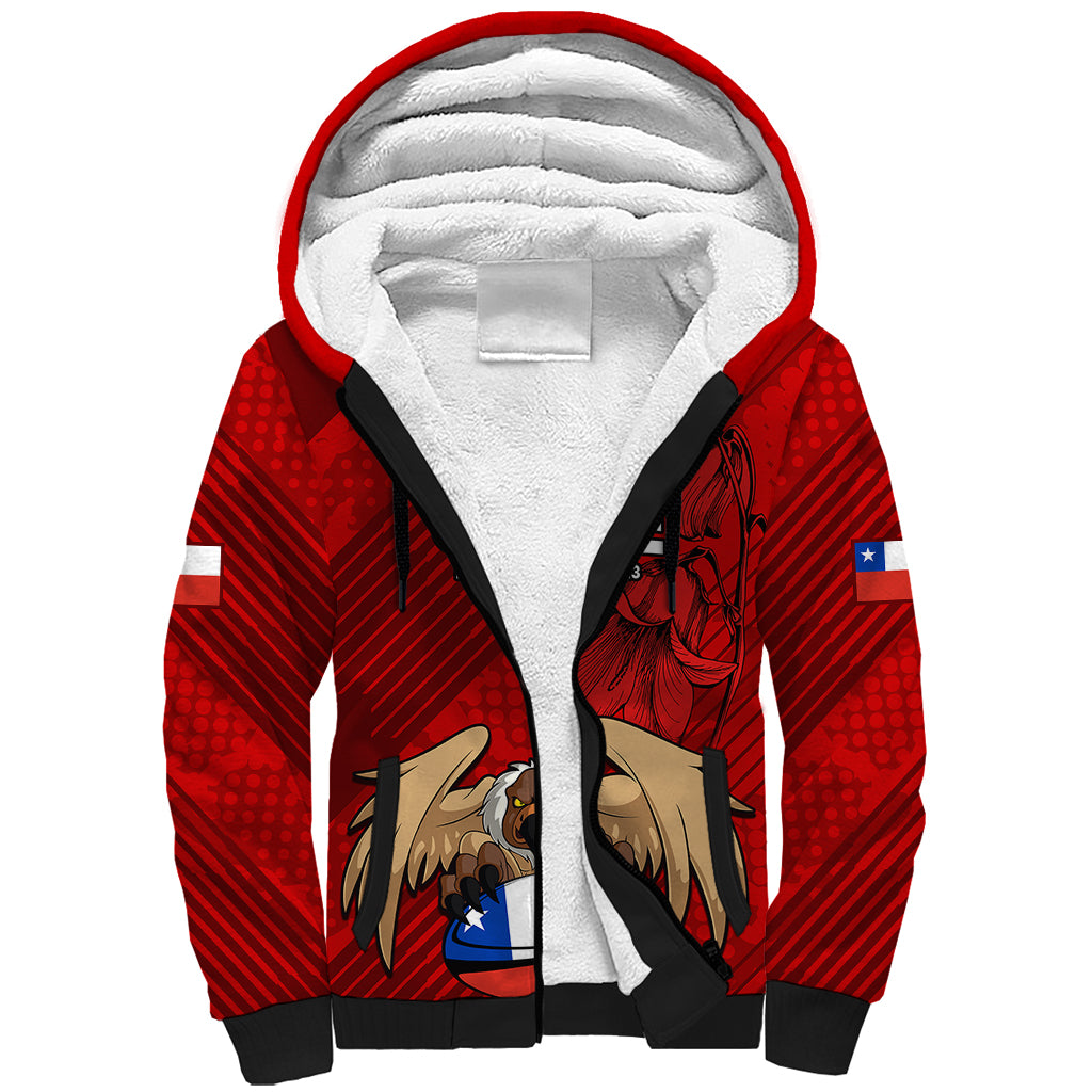 Custom Chile Rugby Sherpa Hoodie Los Condores Mascot with Bellflower World Cup 2023 - Wonder Print Shop