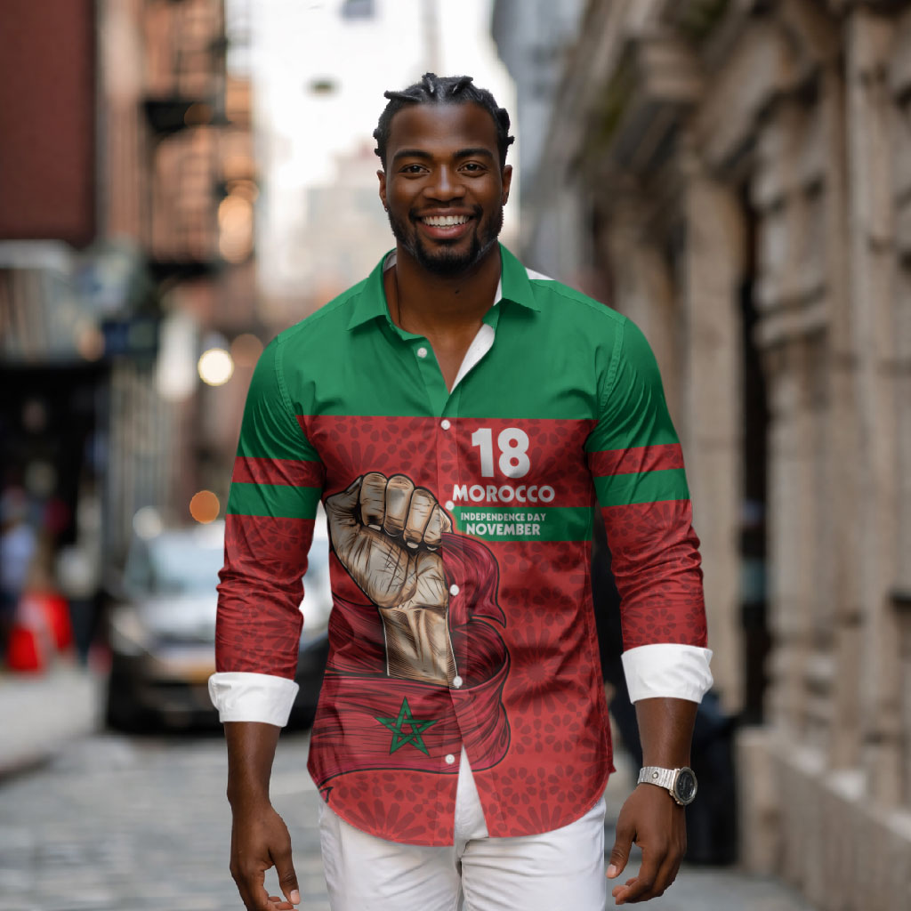 Morocco Independence Day 1956 Long Sleeve Button Shirt
