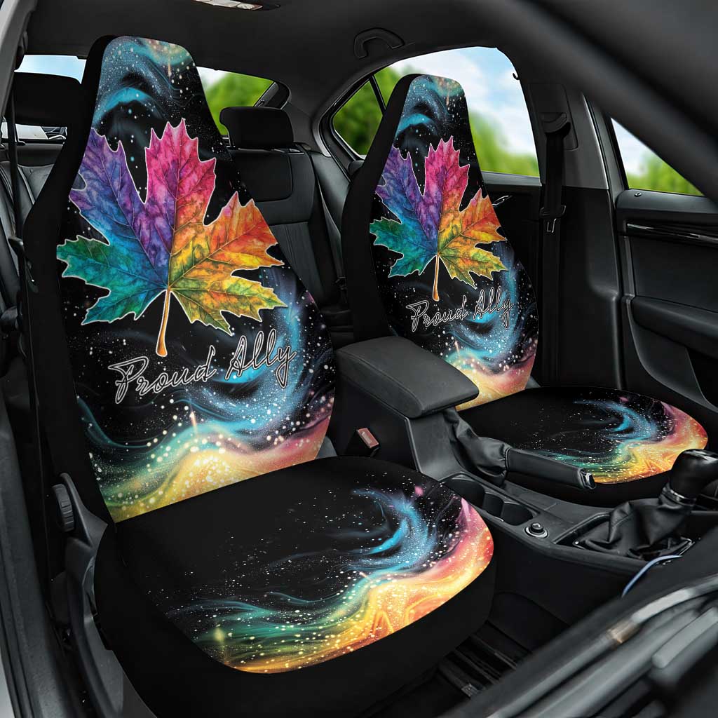 Rainbow Maple Leaf Car Seat Cover Canada Pride Show Your Colors LT9 - Wonder Print Shop