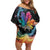 Rainbow Maple Leaf Family Matching Off Shoulder Short Dress and Hawaiian Shirt Canada Pride Show Your Colors LT9 - Wonder Print Shop