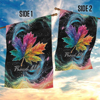Double-sided garden flag: rainbow maple leaf with 'Proud Ally' on both sides
