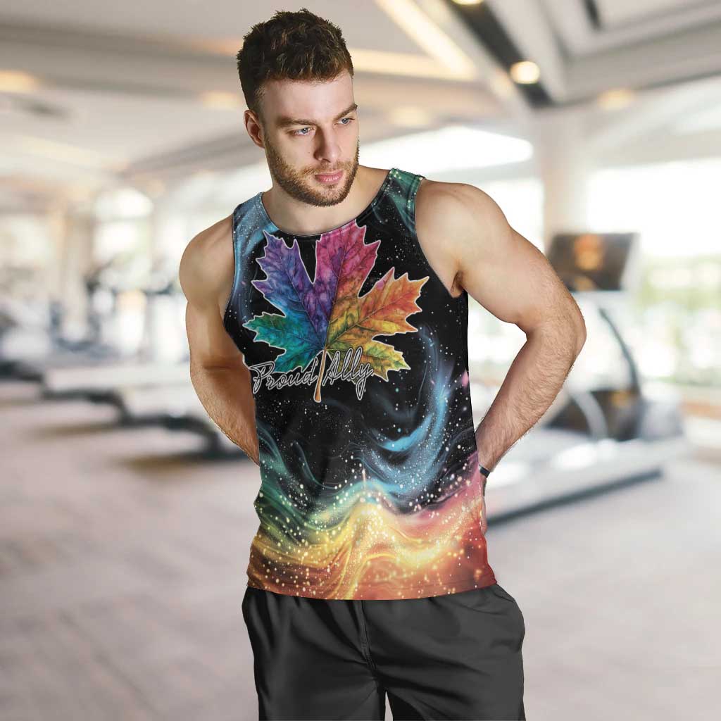 Rainbow Maple Leaf Men Tank Top Canada Pride Show Your Colors - Wonder Print Shop