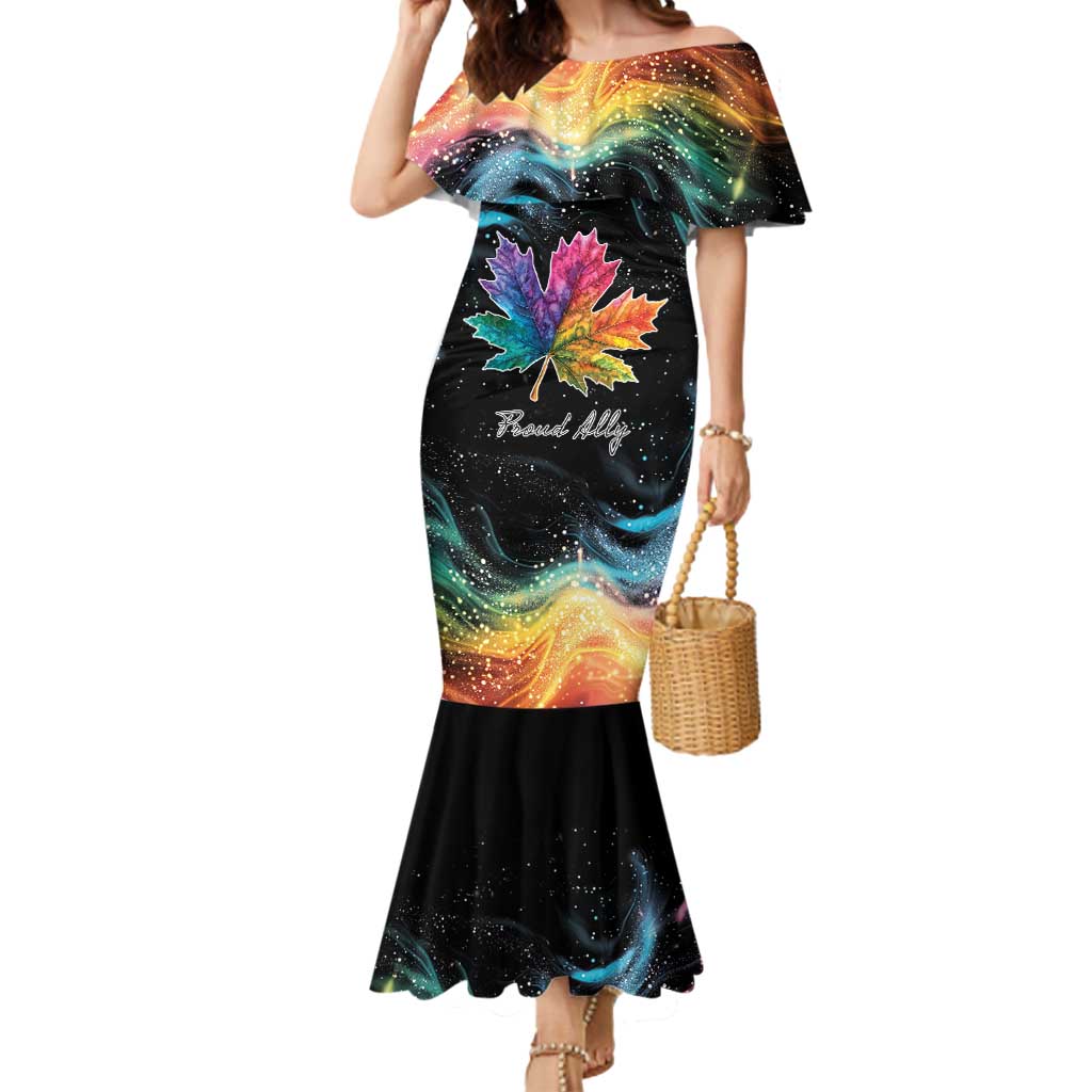 Rainbow Maple Leaf Mermaid Dress Canada Pride Show Your Colors - Wonder Print Shop