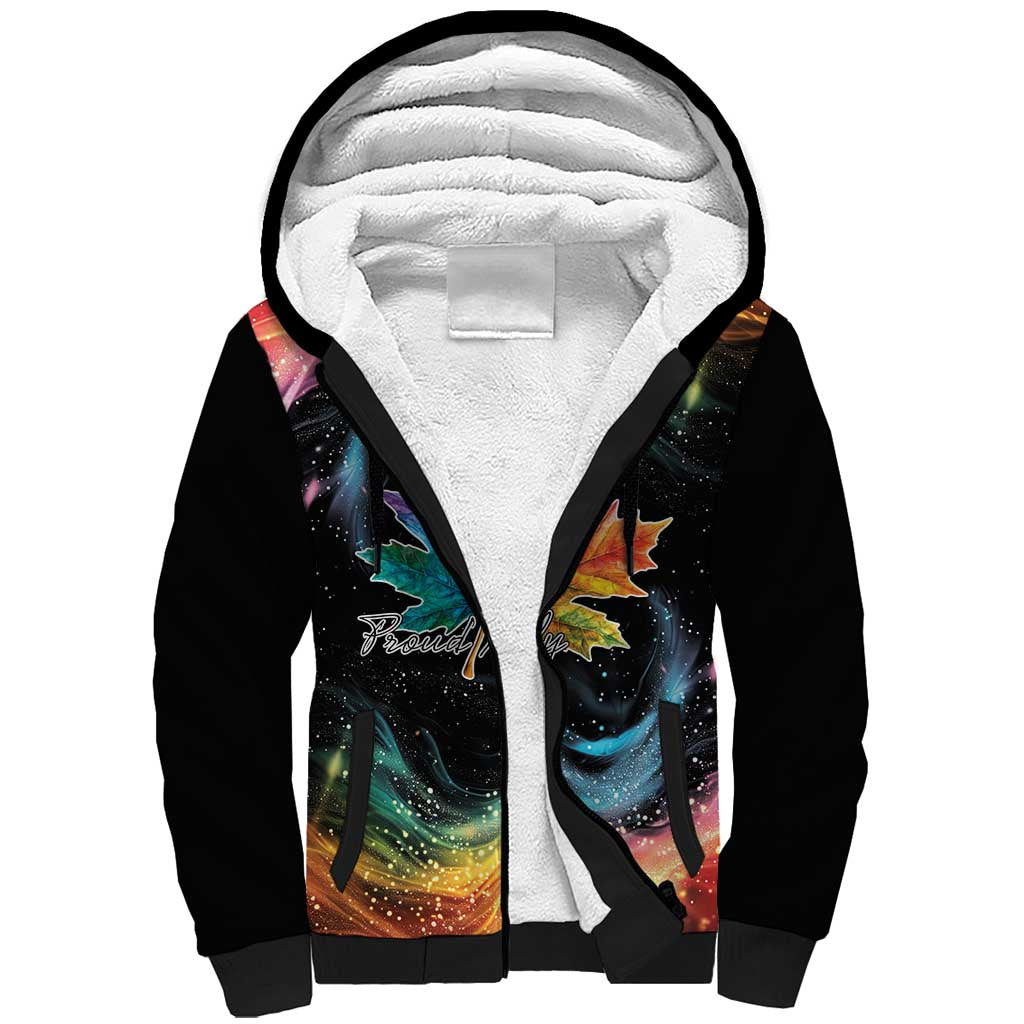 Rainbow Maple Leaf Sherpa Hoodie Canada Pride Show Your Colors