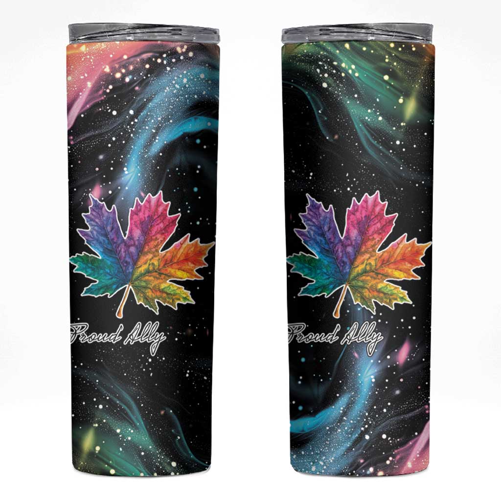 Rainbow Maple Leaf Skinny Tumbler Canada Pride Show Your Colors