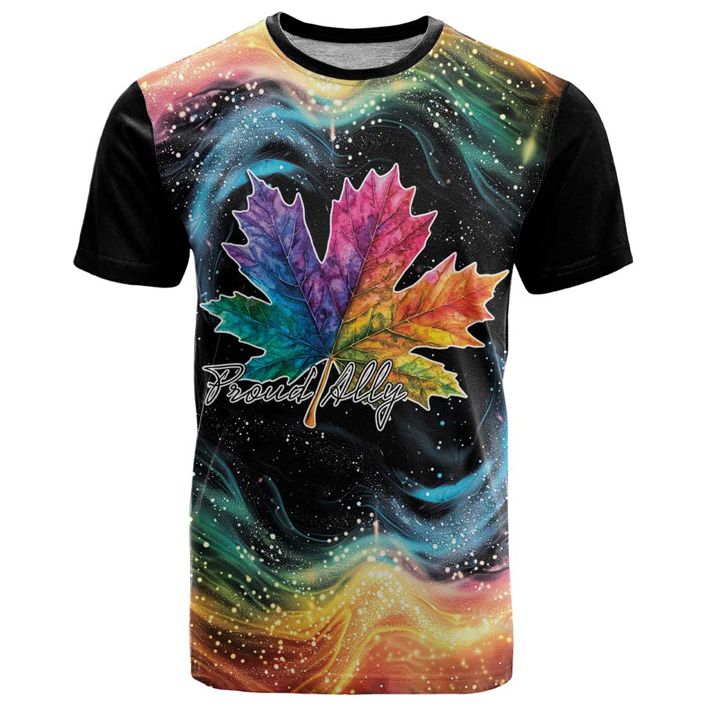 Rainbow Maple Leaf T Shirt Canada Pride Show Your Colors