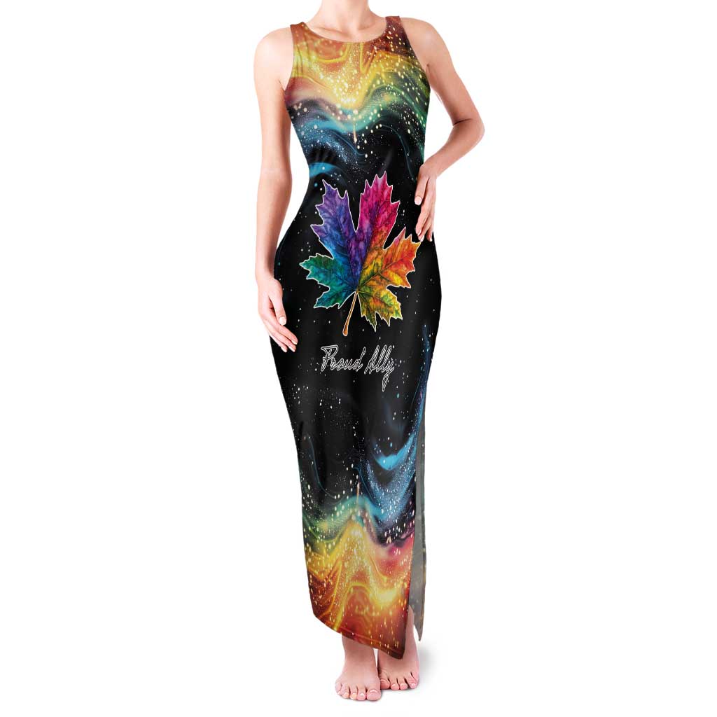 Rainbow Maple Leaf Tank Maxi Dress Canada Pride Show Your Colors