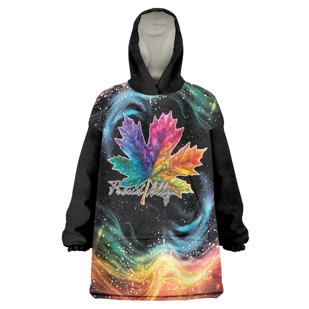 Rainbow Maple Leaf Wearable Blanket Hoodie Canada Pride Show Your Colors