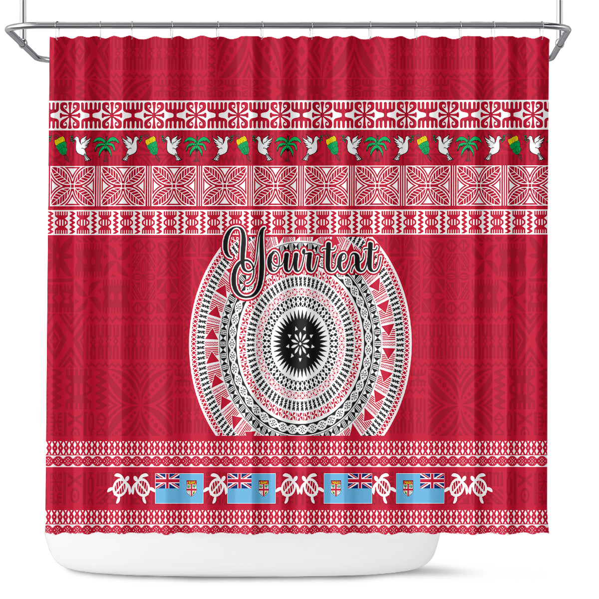 personalised-fiji-marau-na-kerisimasi-shower-curtain-merry-christmas-tapa-pattern-red-style