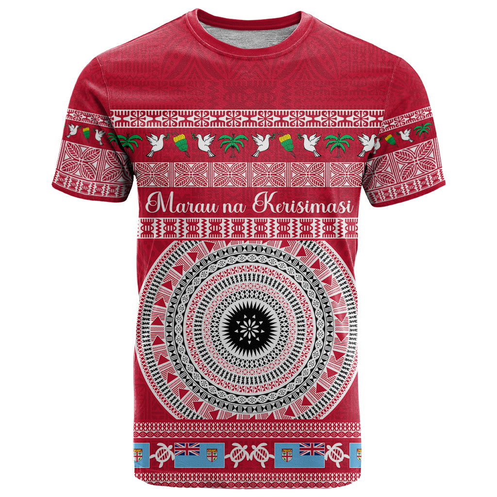 Personalised Fiji Marau Na Kerisimasi T Shirt Merry Christmas Tapa Pattern Red Style - Wonder Print Shop