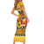 Personalised PNG Hamamas Krismas Family Matching Short Sleeve Bodycon Dress and Hawaiian Shirt Papua New Guinea Bird Of Paradise Merry Christmas Gold Style - Wonder Print Shop