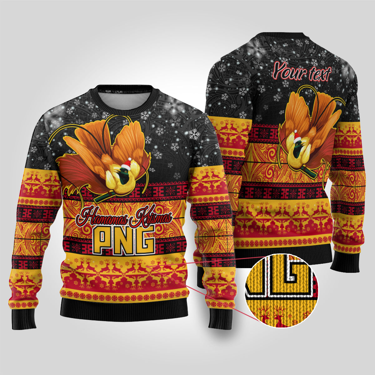 personalised-png-hamamas-krismas-ugly-christmas-sweater-papua-new-guinea-bird-of-paradise-merry-christmas-black-style