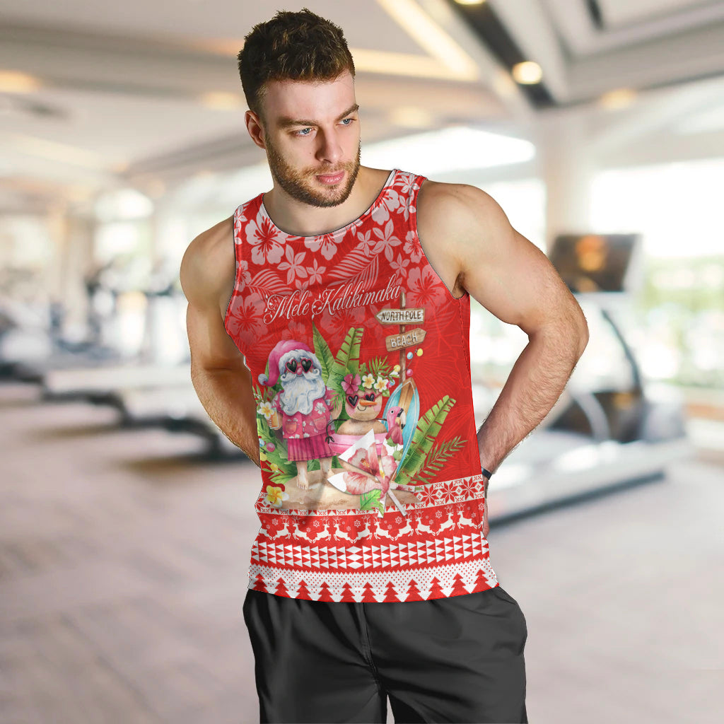 Personalised Hawaii Mele Kalikimaka Men Tank Top Santa Beach Merry Christmas - Wonder Print Shop