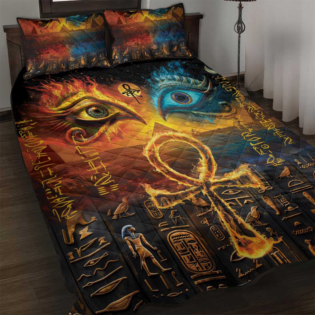 Eye of Ra and Eye of Horus Quilt Bed Set Power and Magic Ancient Egyptian Mythology - Wonder Print Shop