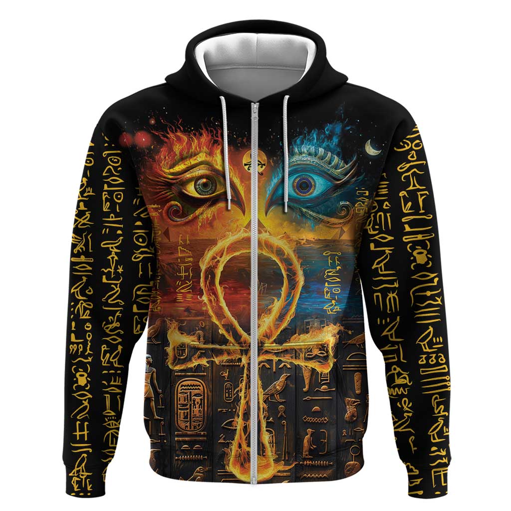 Eye of Ra and Eye of Horus Zip Hoodie Power and Magic Ancient Egyptian Mythology - Wonder Print Shop