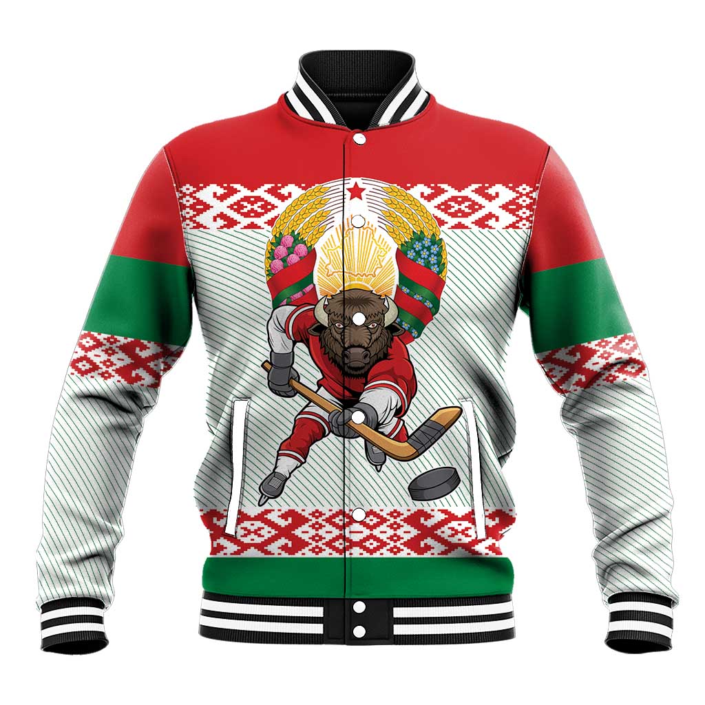 Belarus Ice Hockey Custom Baseball Jacket With Bison Mascot Flag Style