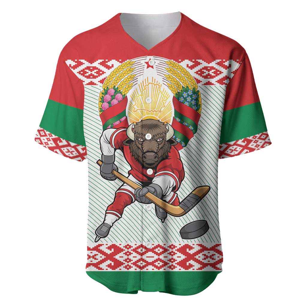 Belarus Ice Hockey Custom Baseball Jersey With Bison Mascot Flag Style