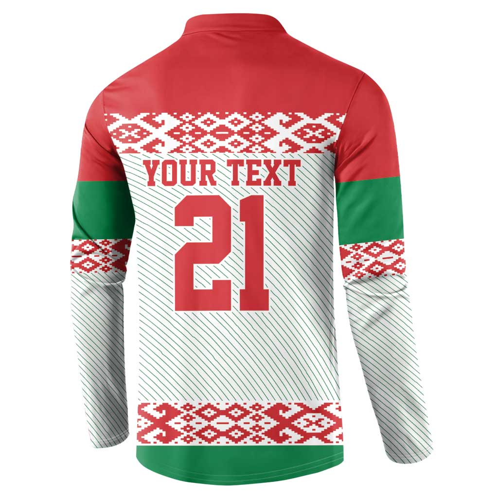 Belarus Ice Hockey Custom Button Sweatshirt With Bison Mascot Flag Style