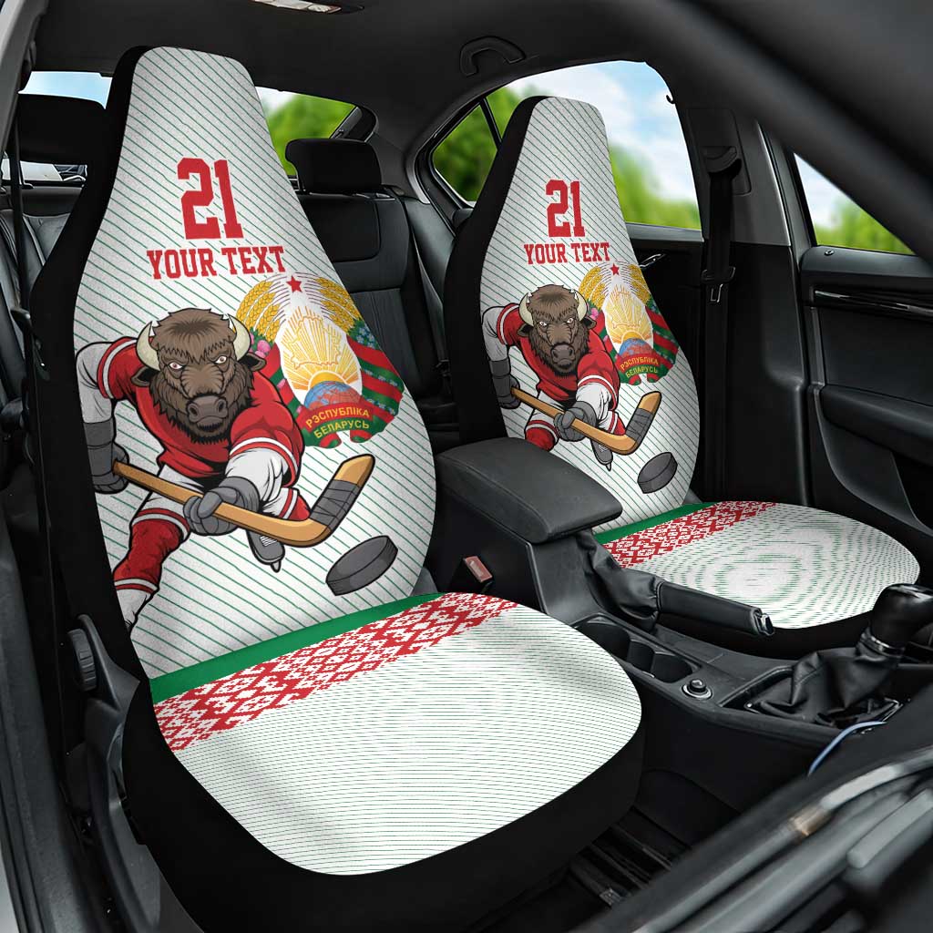 Belarus Ice Hockey Custom Car Seat Cover With Bison Mascot Flag Style