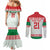 Belarus Ice Hockey Custom Couples Matching Mermaid Dress and Long Sleeve Button Shirt With Bison Mascot Flag Style