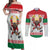 Belarus Ice Hockey Custom Couples Matching Off Shoulder Maxi Dress and Long Sleeve Button Shirt With Bison Mascot Flag Style