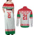 Belarus Ice Hockey Custom Couples Matching Off Shoulder Maxi Dress and Long Sleeve Button Shirt With Bison Mascot Flag Style