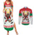 Belarus Ice Hockey Custom Couples Matching Summer Maxi Dress and Long Sleeve Button Shirt With Bison Mascot Flag Style