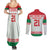 Belarus Ice Hockey Custom Couples Matching Summer Maxi Dress and Long Sleeve Button Shirt With Bison Mascot Flag Style