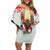 Belarus Ice Hockey Custom Family Matching Off Shoulder Short Dress and Hawaiian Shirt With Bison Mascot Flag Style