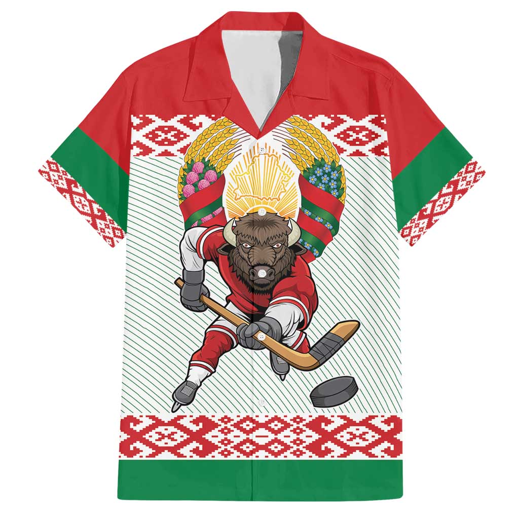 Belarus Ice Hockey Custom Hawaiian Shirt With Bison Mascot Flag Style