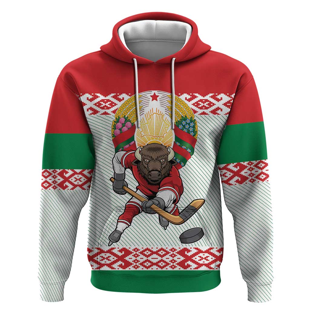 Belarus Ice Hockey Custom Hoodie With Bison Mascot Flag Style