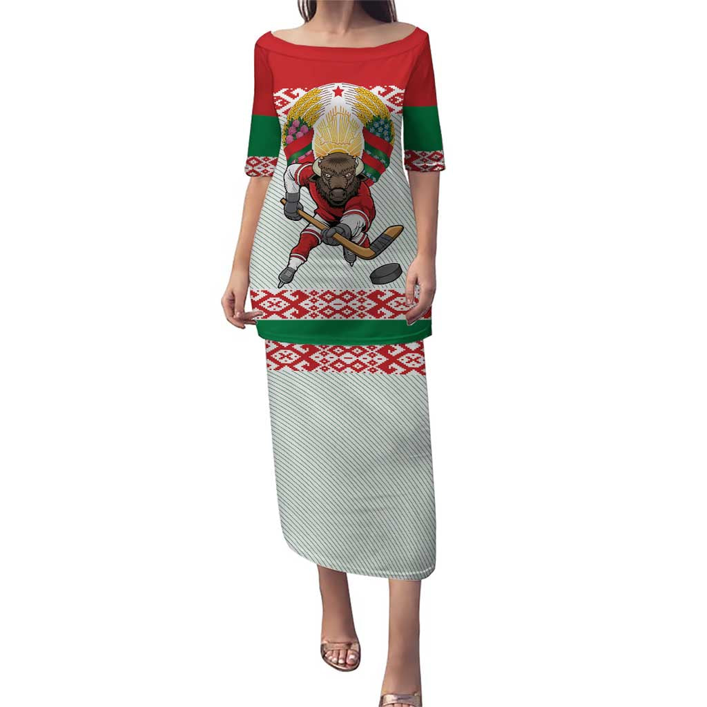 Belarus Ice Hockey Custom Puletasi With Bison Mascot Flag Style