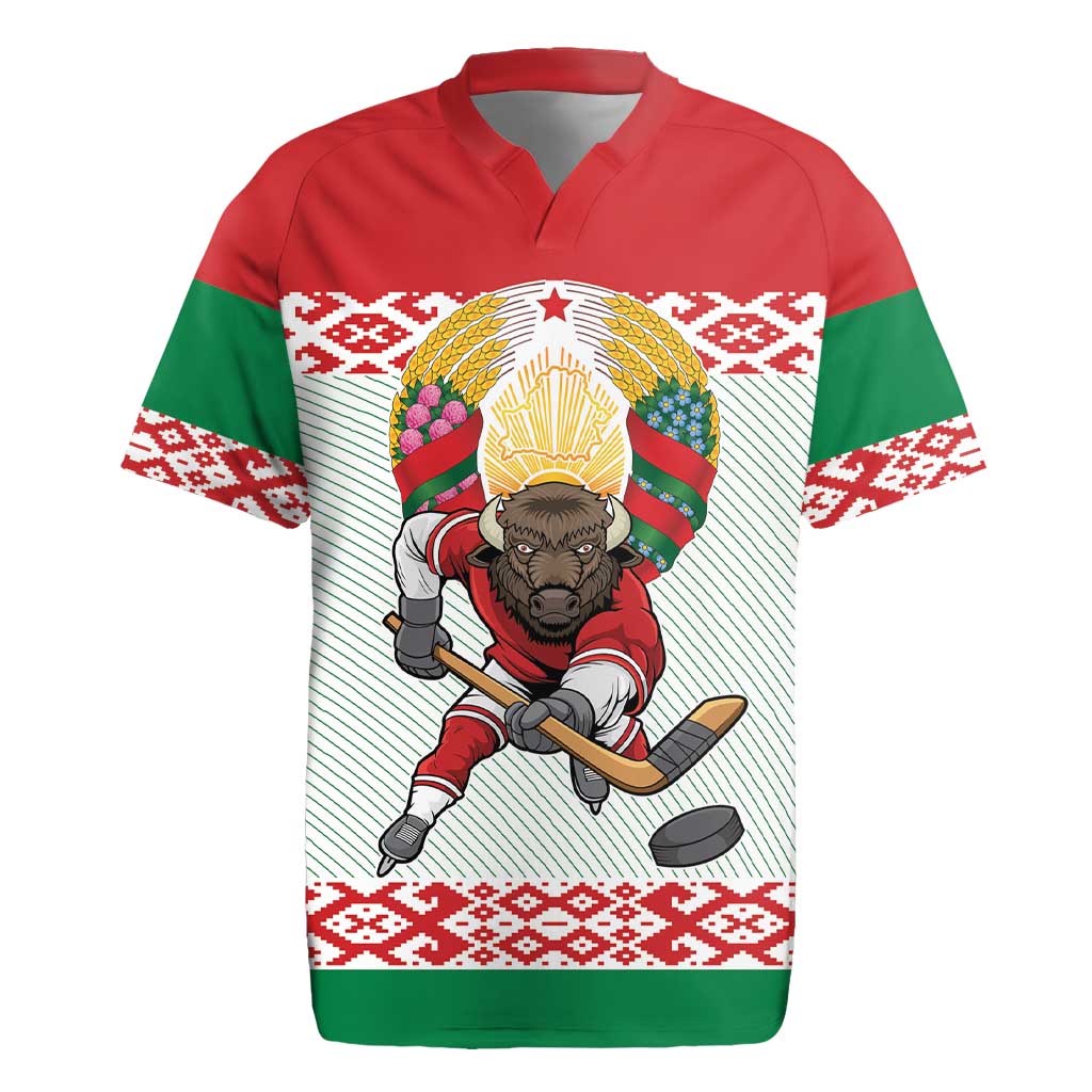 Belarus Ice Hockey Custom Rugby Jersey With Bison Mascot Flag Style