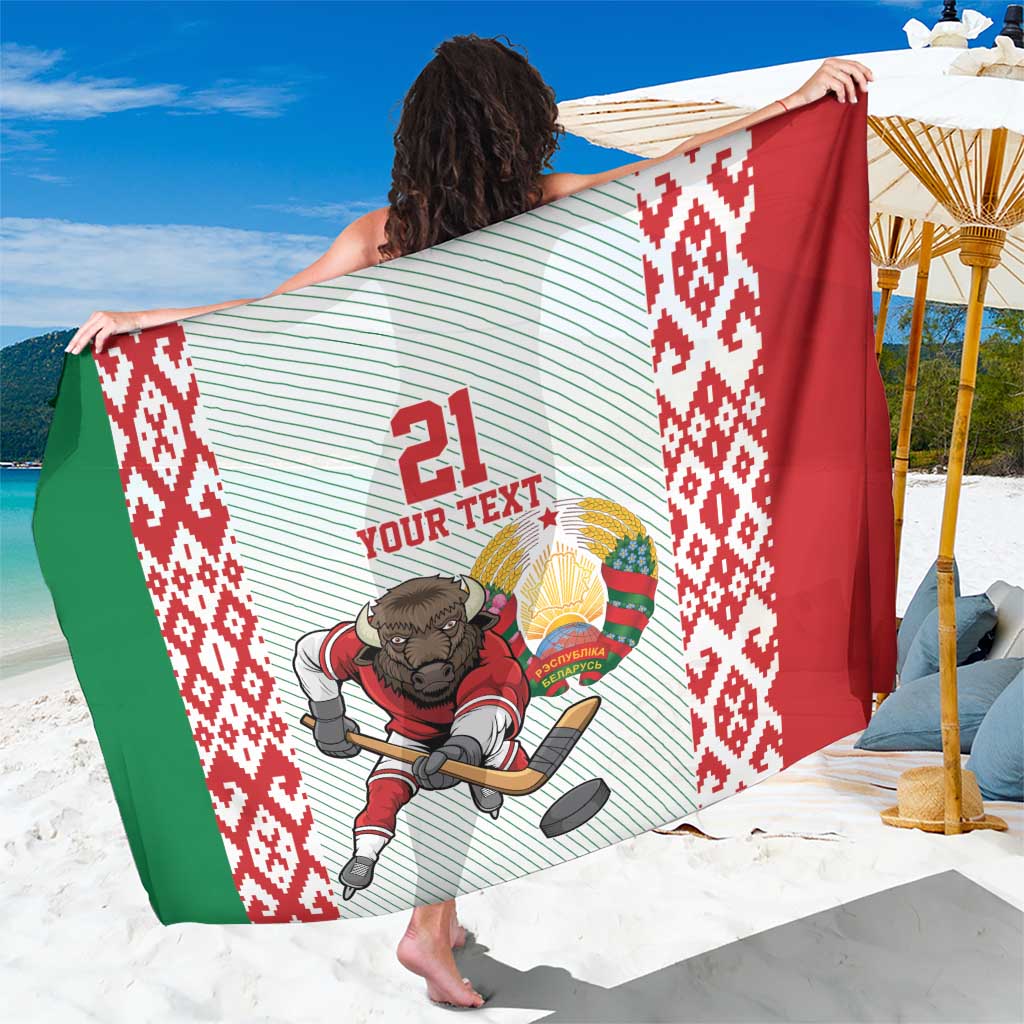 Belarus Ice Hockey Custom Sarong With Bison Mascot Flag Style