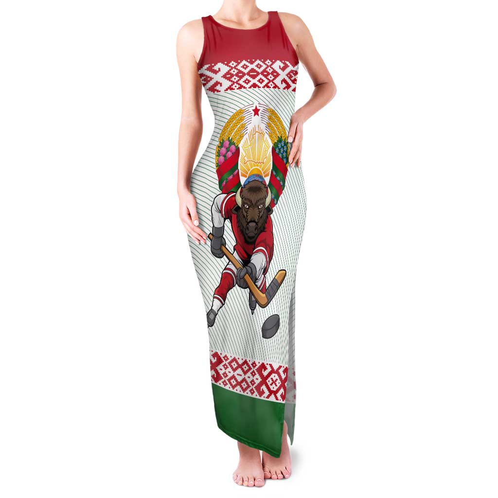 Belarus Ice Hockey Custom Tank Maxi Dress With Bison Mascot Flag Style