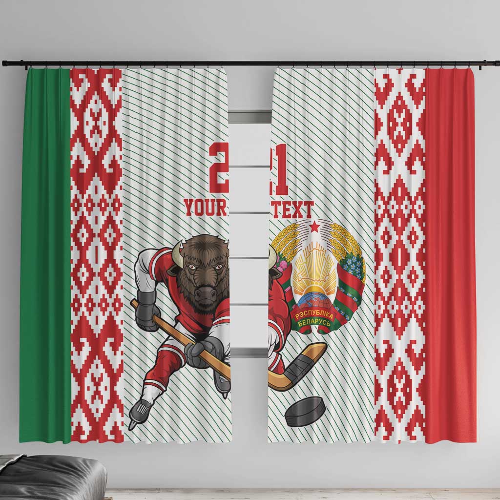 Belarus Ice Hockey Custom Window Curtain With Bison Mascot Flag Style