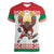 Belarus Ice Hockey Custom Women V-Neck T-Shirt With Bison Mascot Flag Style