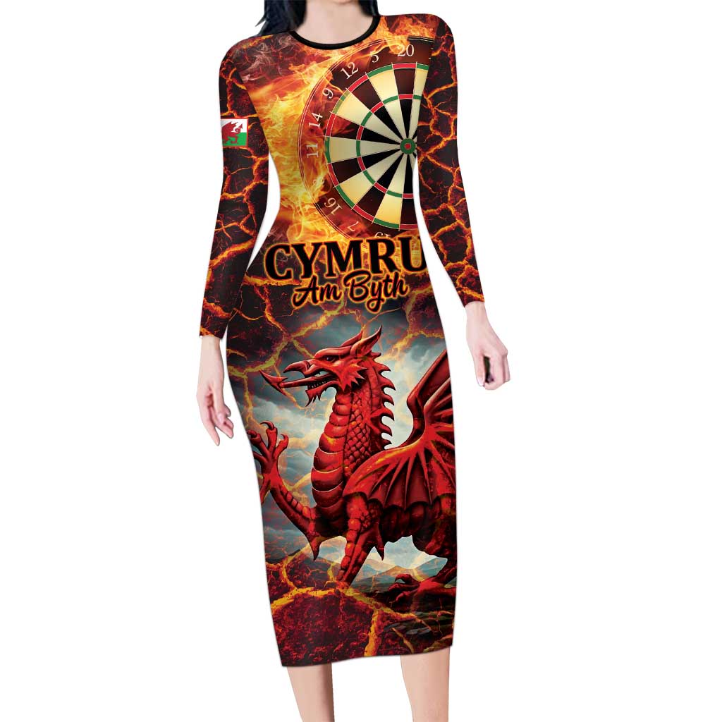 Wales Darts Wales Forever Personalized Long Sleeve Bodycon Dress Cymru Am Byth Dragons