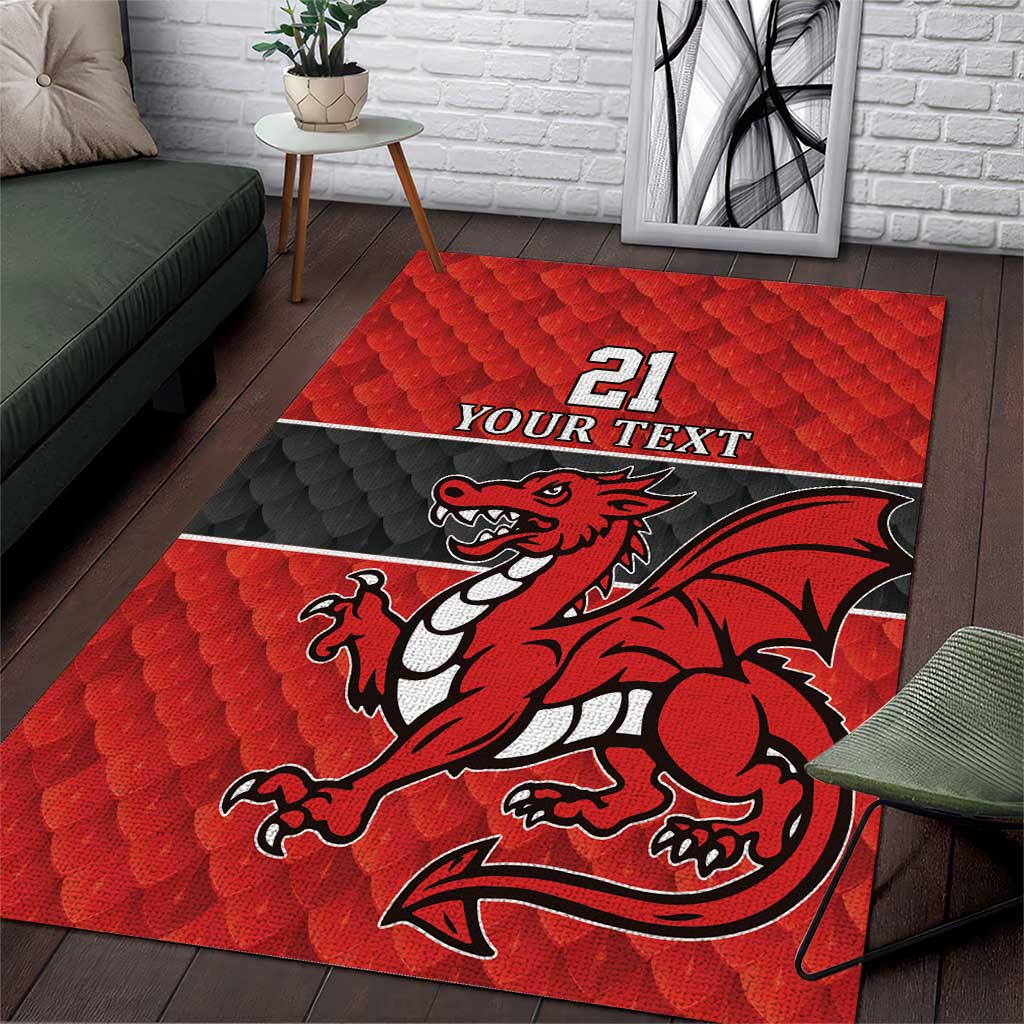 Wales Rugby Custom Area Rug Y Ddraig Goch Ddyry Cychwyn