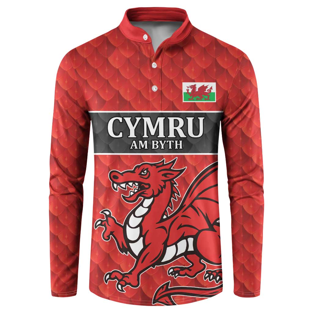 Wales Rugby Custom Button Sweatshirt Y Ddraig Goch Ddyry Cychwyn