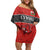 Wales Rugby Custom Family Matching Off Shoulder Short Dress and Hawaiian Shirt Y Ddraig Goch Ddyry Cychwyn