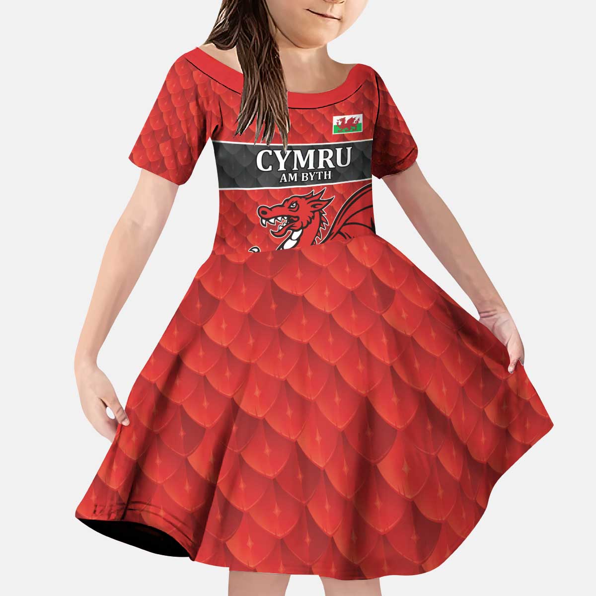 Wales Rugby Custom Kid Short Sleeve Dress Y Ddraig Goch Ddyry Cychwyn