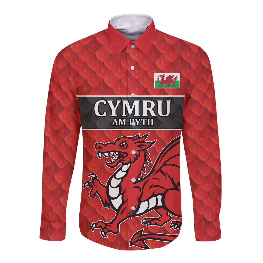 Wales Rugby Custom Long Sleeve Button Shirt Y Ddraig Goch Ddyry Cychwyn