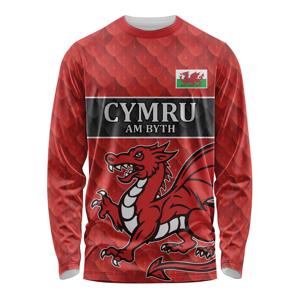 Wales Rugby Custom Long Sleeve Shirt Y Ddraig Goch Ddyry Cychwyn