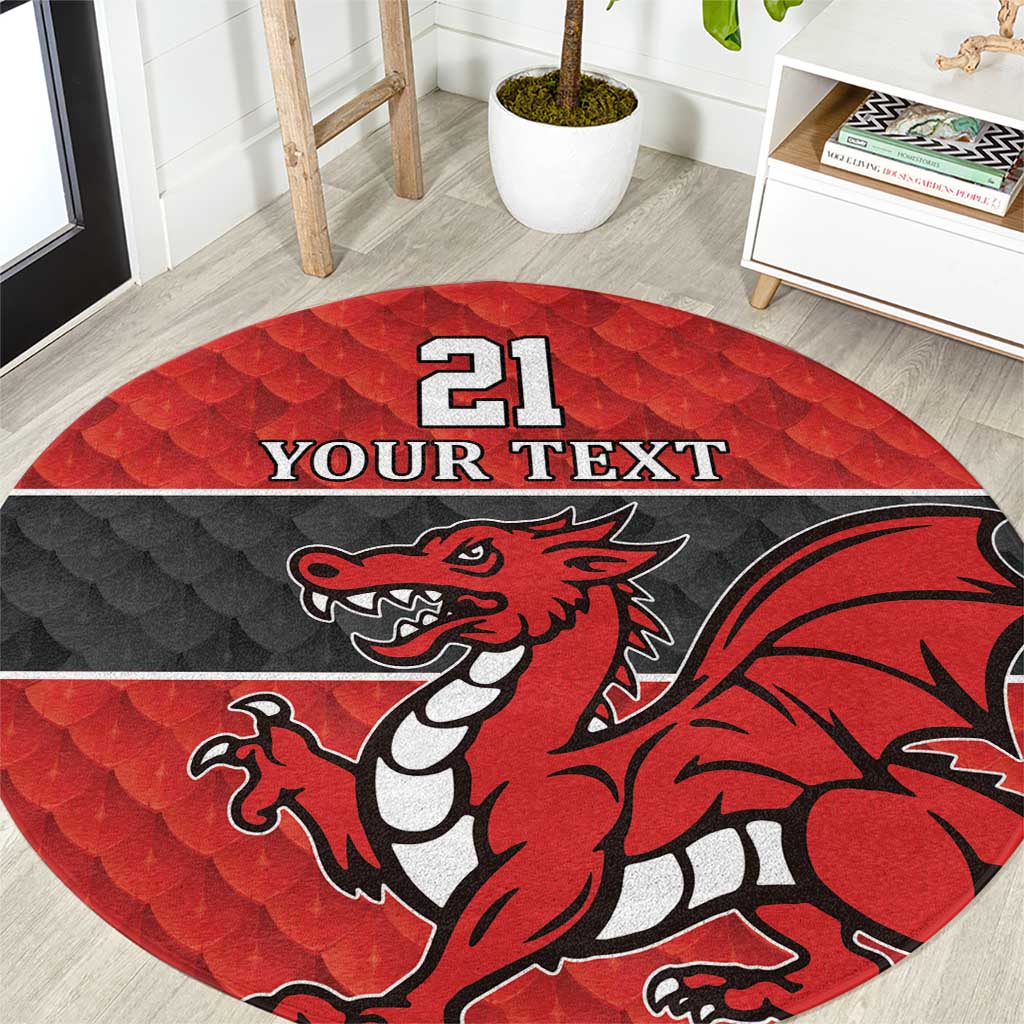 Wales Rugby Custom Round Carpet Y Ddraig Goch Ddyry Cychwyn